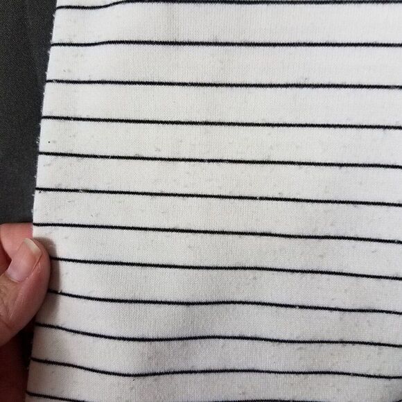 Popular Basics Large Pull Up Striped Black White Pencil Skirt Full Zip Up L - Picture 9 of 12